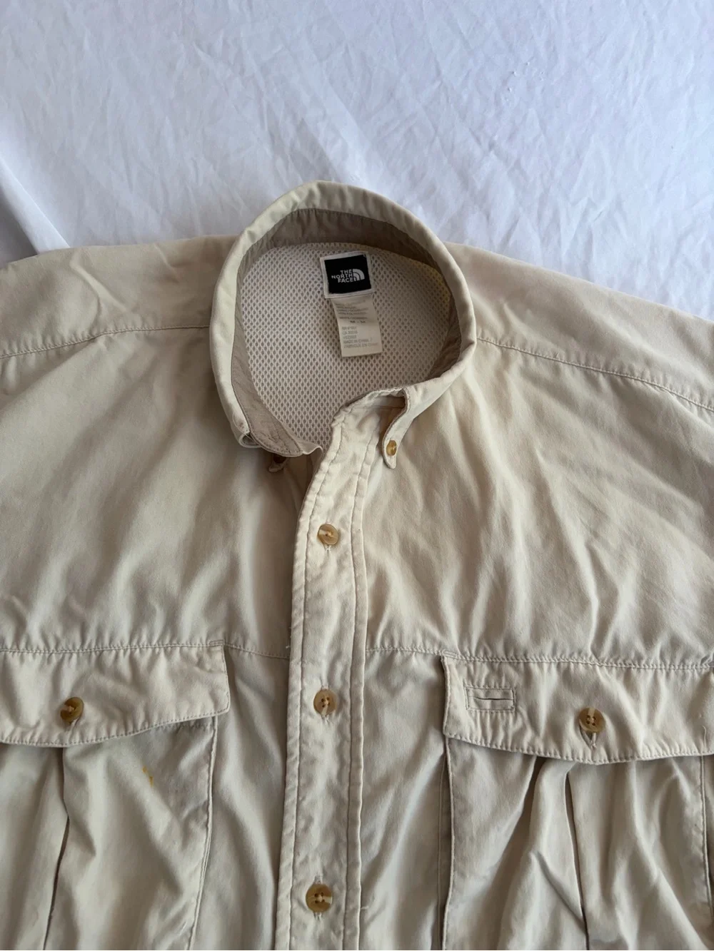 The North Face Men's Light Beige Shirt Jacket Fishing Shirt Size M